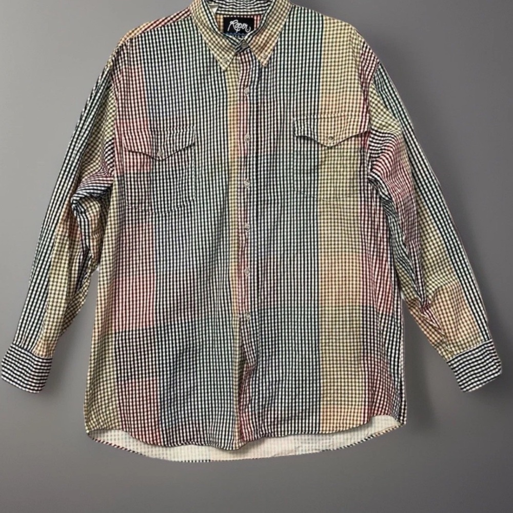 Roper Shirt Men's Size XXL Multicolor Patchwork Colorblock Heavy Cotton